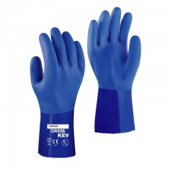 Towa PVC Coated 30cm Oil Resistant Kevlar Lined OR656KEV Gloves