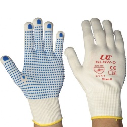 UCi NLNW-D White Full Finger Low-Linting Nylon PVC-Dotted Gloves