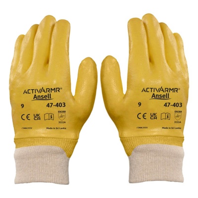 Ansell ActivArmr 47-403 Nitrile-Coated Oil-Repellent Gloves (Previously N250Y)