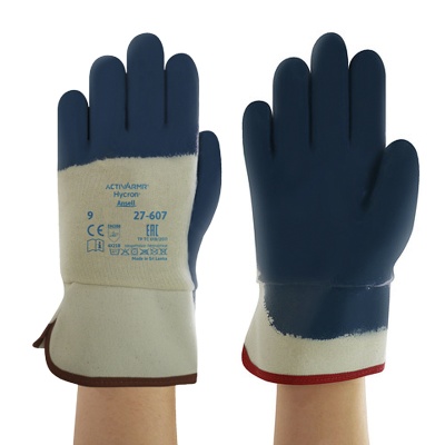 Ansell Hycron 27-607 3/4-Dipped Safety Cuff Heavy-Duty Work Gloves