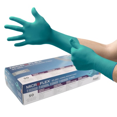 Ansell Microflex 93-260 Chemical-Resistant Disposable Nitrile-Neoprene Gloves