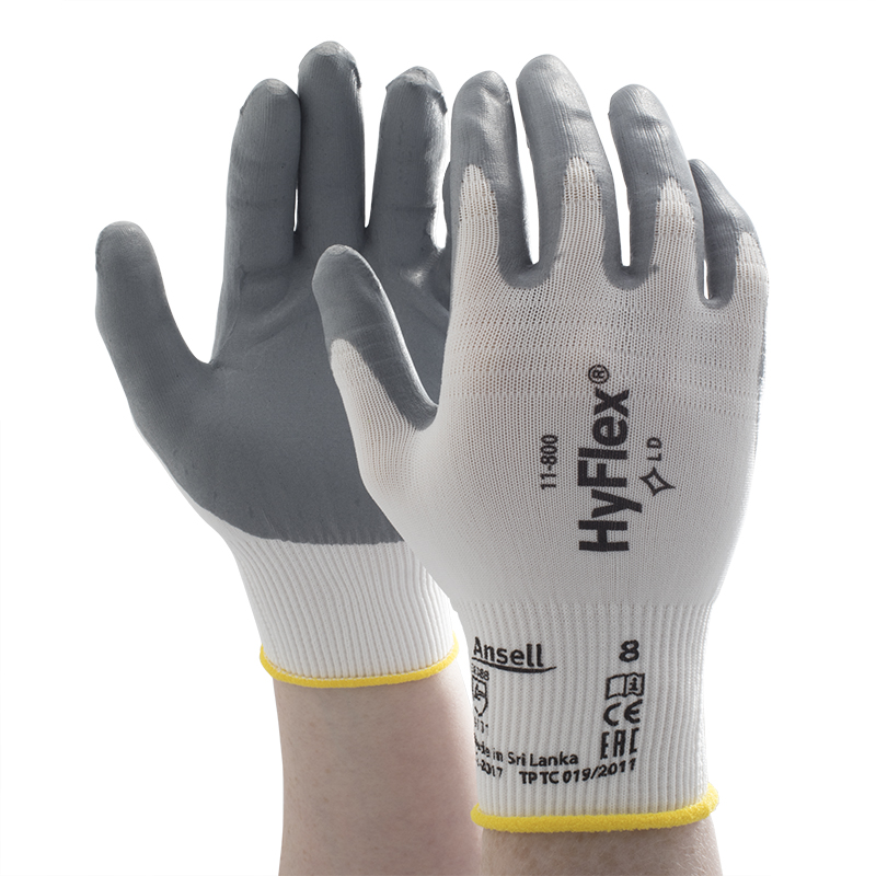 Ansell Hyflex 11 800 Palm Coated Nitrile Foam General Use Gloves