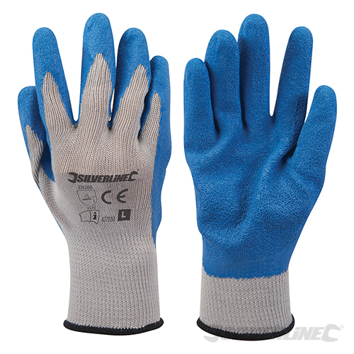 G & F 1511L-DZ Rubber Latex Coated Work Gloves for Construction, Blue,  Crinkle Pattern, Men's Large (Sold by dozen, 12 Pairs) 