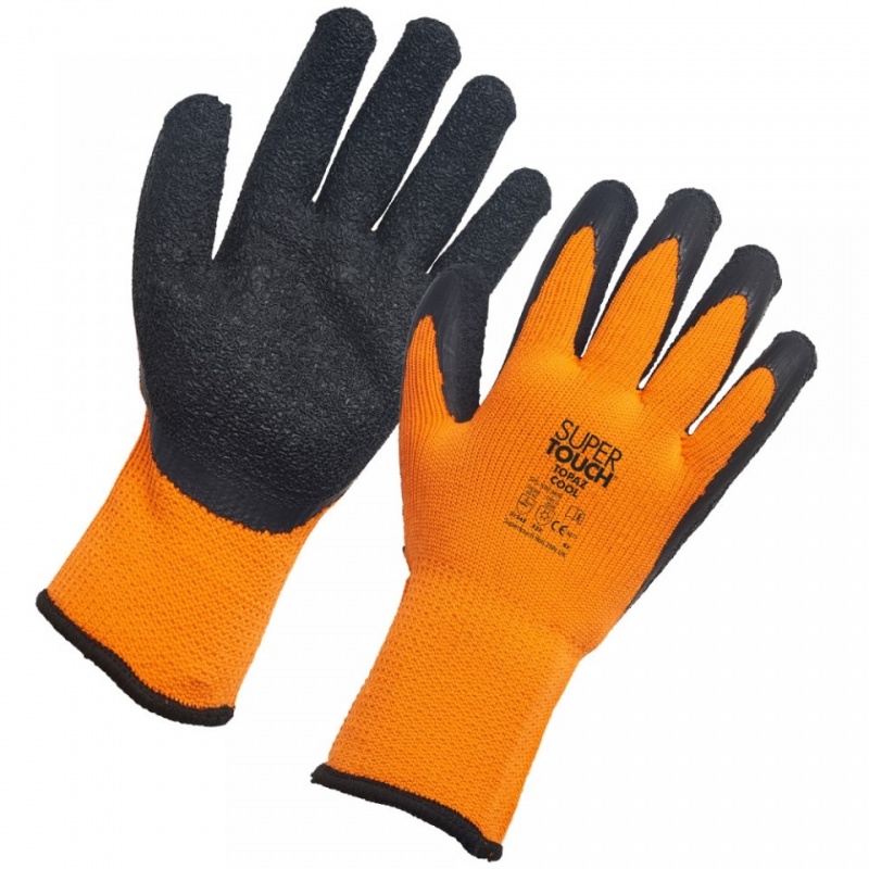 orange work gloves