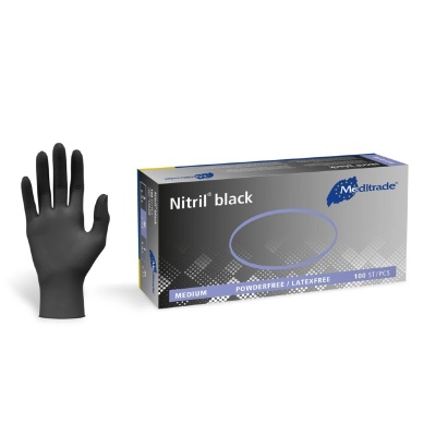 Meditrade Nitril Black Disposable Nitrile Examination Gloves (Box of 100)