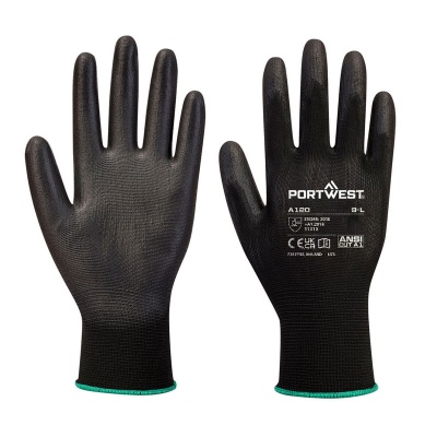 Portwest A120 Black PU Palm Gloves