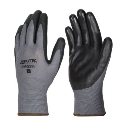 Skytec Elements EMG255 Palm-Coated Breathable Oil Grip Gloves (Grey/Black)