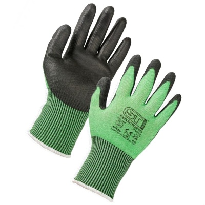 Supertouch Deflector PD PU-Coated Cut-Protective Gloves (Green)