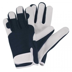 Smart Gardeners Blue Leather Adjustable Gardening Gloves